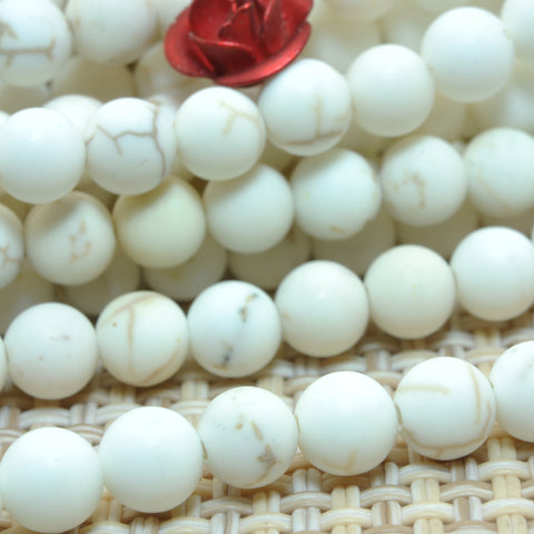 YesBeads Natural White Turquoise matte round loose beads wholesale gemstone jewelry making 15"