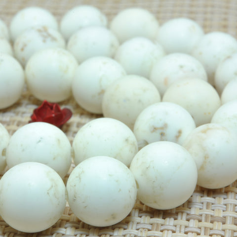 YesBeads Natural White Turquoise matte round loose beads wholesale gemstone jewelry making 15"