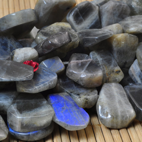YesBeads Natural Labradorite smooth nugget slabs slices beads gemstone wholesale jewelry making 15"