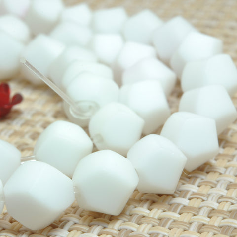 YesBeads White Ceramic matte faceted twisted round beads wholesale gemstone jewelry 15"