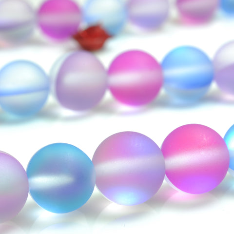 YesBeads Mystic Aura Quartz Crystal mix rainbow stone matte round loose beads wholesale jewelry 15"
