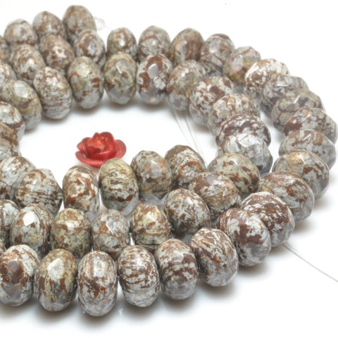 YesBeads Natural Brown Snowflake Obsidian faceted rondelle beads gemstone wholesale jewelry making stuff diy bracelet
