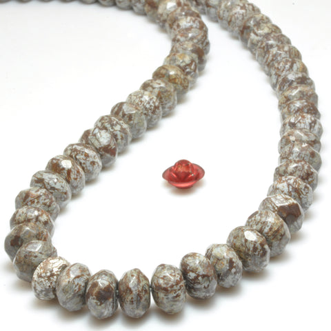 YesBeads Natural Brown Snowflake Obsidian faceted rondelle beads gemstone wholesale jewelry making stuff diy bracelet