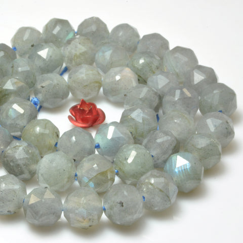 Natural labradorite diamond faceted round beads loose gemstone wholesale jewelry making bracelet diy stuff
