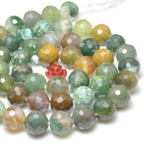 Natural Indian Agate mini faceted round beads wholesale gemstone jewelry making bracelet diy stuff
