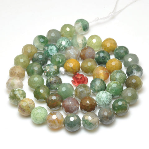 Natural Indian Agate mini faceted round beads wholesale gemstone jewelry making bracelet diy stuff