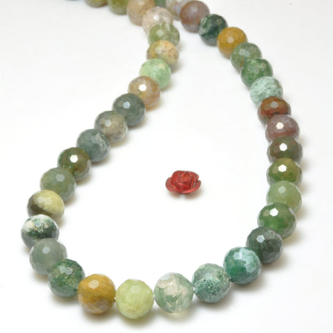 Natural Indian Agate mini faceted round beads wholesale gemstone jewelry making bracelet diy stuff