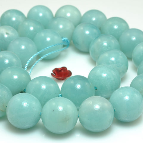 Natural Amazonite smooth round loose beads green gemstone wholesale jewelry making bracelet necklace diy