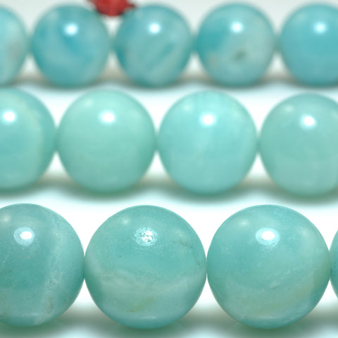 Natural Amazonite smooth round loose beads green gemstone wholesale jewelry making bracelet necklace diy