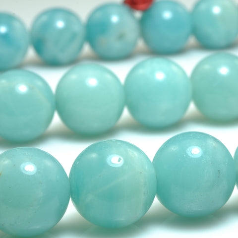 Natural Amazonite smooth round loose beads green gemstone wholesale jewelry making bracelet necklace diy