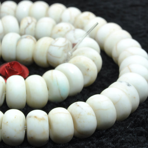 YesBeads Natural White Turquoise matte rondelle loose beads wholesale gemstone jewelry making 15"