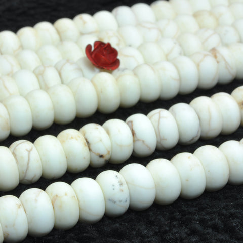 YesBeads Natural White Turquoise matte rondelle loose beads wholesale gemstone jewelry making 15"
