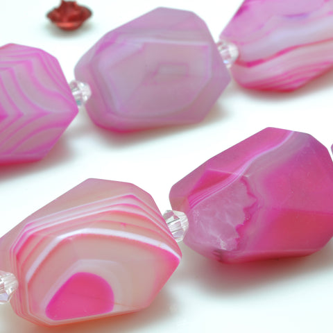 YesBeads Red Banded Agate matte faceted nugget drum chunks beads gemstone wholesale jewelry making 15"