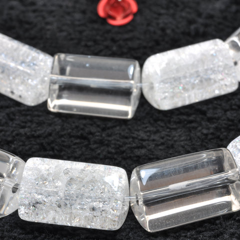 Natural snow crackle rock crystal clear quartz A grade smooth triangular tube beads gemstone wholesale jewelry making