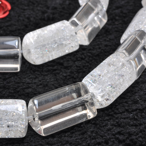 Natural snow crackle rock crystal clear quartz A grade smooth triangular tube beads gemstone wholesale jewelry making