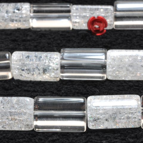 Natural snow crackle rock crystal clear quartz A grade smooth triangular tube beads gemstone wholesale jewelry making
