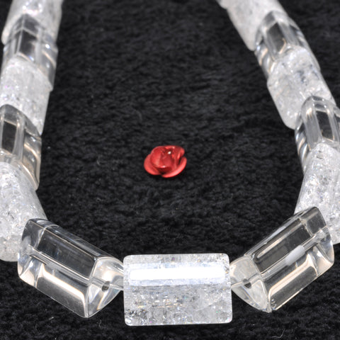 Natural snow crackle rock crystal clear quartz A grade smooth triangular tube beads gemstone wholesale jewelry making