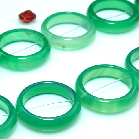 YesBeads Natural Green Agate smooth ring donut circle beads gemstone wholesale jewelry making
