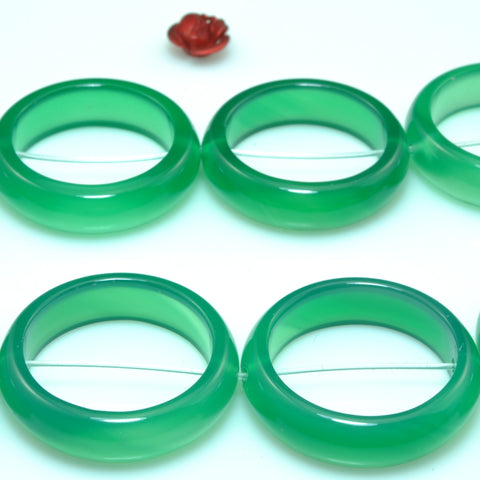 YesBeads Natural Green Agate smooth ring donut circle beads gemstone wholesale jewelry making