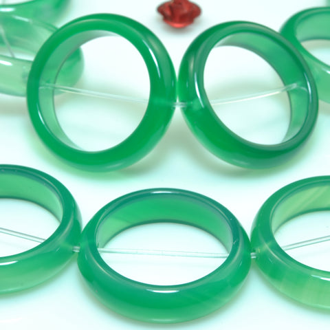 YesBeads Natural Green Agate smooth ring donut circle beads gemstone wholesale jewelry making
