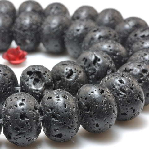 Black Lava matte rondelle loose beads lava rock stone wholesale jewelry making bracelet necklace diy