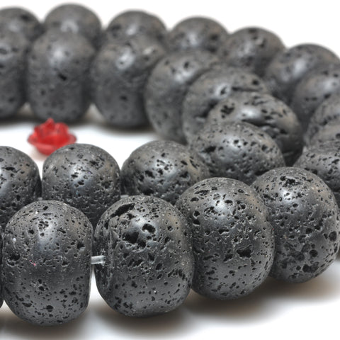 Black Lava matte rondelle loose beads lava rock stone wholesale jewelry making bracelet necklace diy