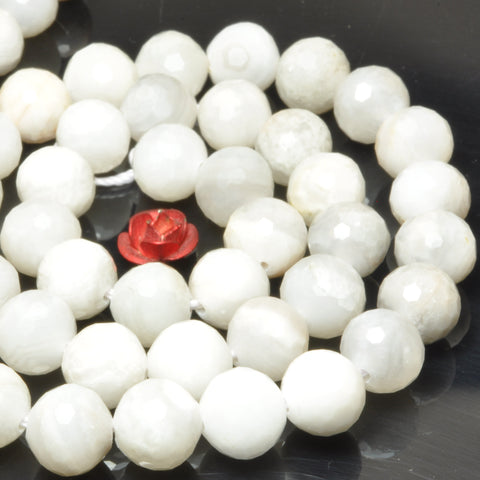 YesBeads Natural white crazy lace agate faceted round beads loose gemstone wholesale jewelry making bracelet diy stuff