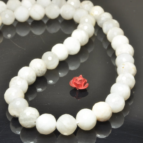 YesBeads Natural white crazy lace agate faceted round beads loose gemstone wholesale jewelry making bracelet diy stuff