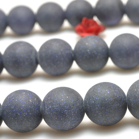 YesBeads Blue Sandstone goldstone matte round loose beads wholesale gemstone jewelry making 15"