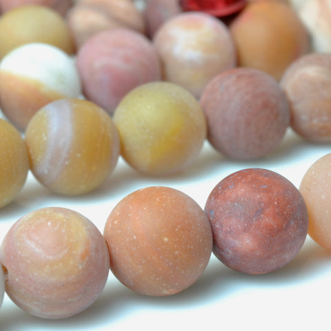 YesBeads Natural Rainbow Jasper matte round loose beads wholesale gemstone jewelry making 15"