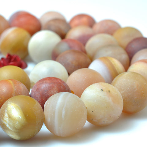 YesBeads Natural Rainbow Jasper matte round loose beads wholesale gemstone jewelry making 15"