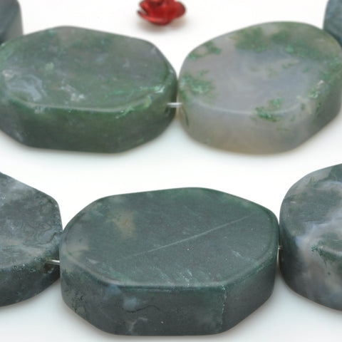 YesBeads Natural Green Moss Agate matte nugget beads gemstone wholesale jewelry making 15"