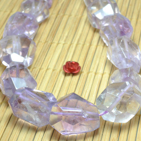 YesBeads Natural Amethyst A grade faceted nugget drum chunks beads wholesale gemtone jewelry 15"