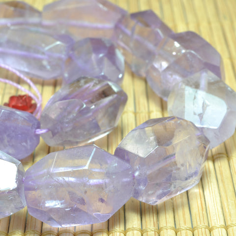 YesBeads Natural Amethyst A grade faceted nugget drum chunks beads wholesale gemtone jewelry 15"