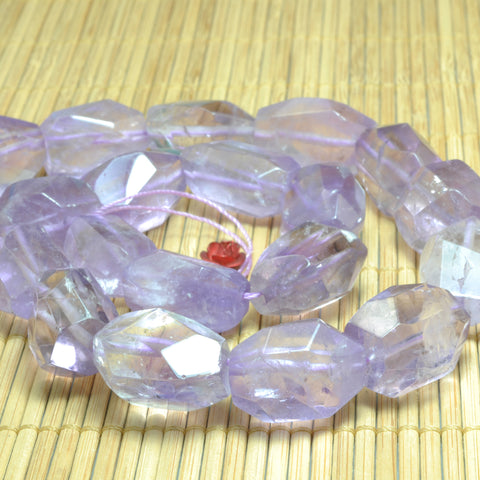 YesBeads Natural Amethyst A grade faceted nugget drum chunks beads wholesale gemtone jewelry 15"