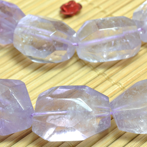 YesBeads Natural Amethyst A grade faceted nugget drum chunks beads wholesale gemtone jewelry 15"