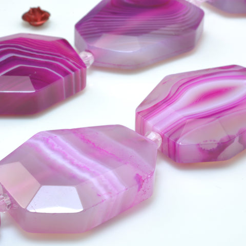 YesBeads Red Banded Agate faceted nugget beads gemstone wholesale jewelry making 15"