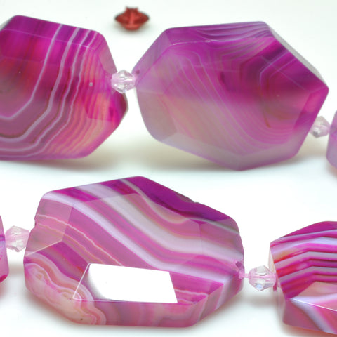 YesBeads Red Banded Agate faceted nugget beads gemstone wholesale jewelry making 15"