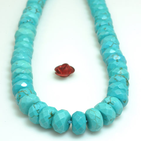 Green Turquoise faceted rondelle loose beads gemstone wholesale jewelry making bracelet necklace diy