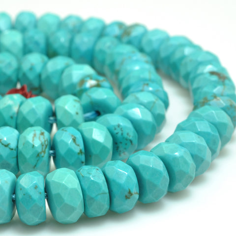 Green Turquoise faceted rondelle loose beads gemstone wholesale jewelry making bracelet necklace diy