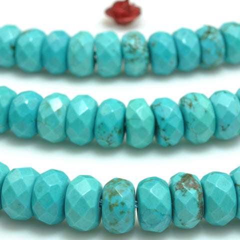 Green Turquoise faceted rondelle loose beads gemstone wholesale jewelry making bracelet necklace diy