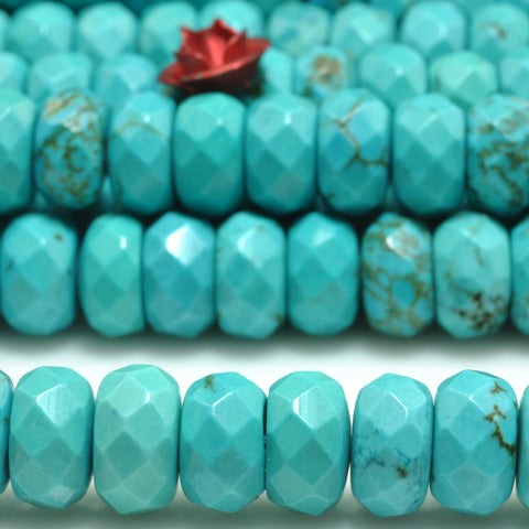 Green Turquoise faceted rondelle loose beads gemstone wholesale jewelry making bracelet necklace diy