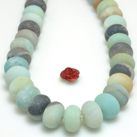 Natural Amazonite matte rondelle loose beads gemstone wholesale jewelry making bracelet necklace diy