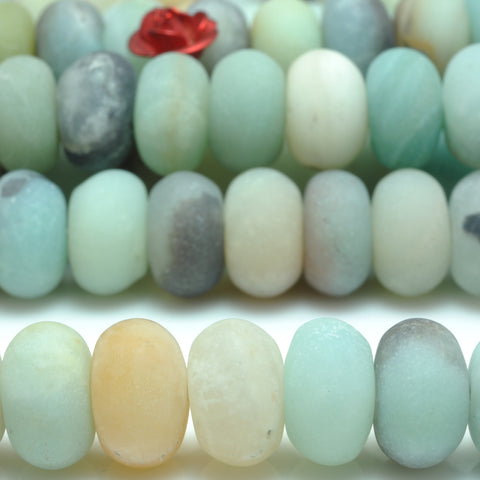 Natural Amazonite matte rondelle loose beads gemstone wholesale jewelry making bracelet necklace diy