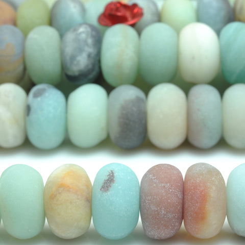 Natural Amazonite matte rondelle loose beads gemstone wholesale jewelry making bracelet necklace diy