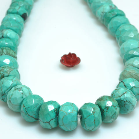 YesBeads Green Turquoise faceted rondelle loose beads gemstone wholesale jewelry making 15''