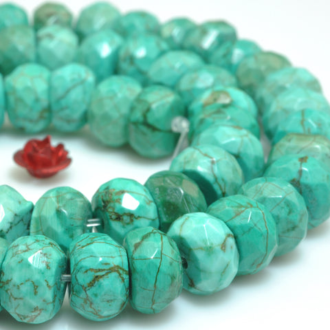 YesBeads Green Turquoise faceted rondelle loose beads gemstone wholesale jewelry making 15''