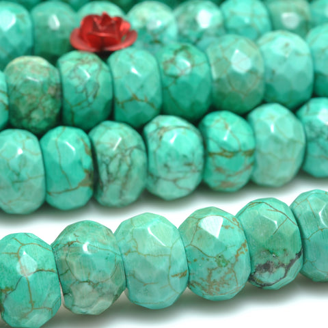 YesBeads Green Turquoise faceted rondelle loose beads gemstone wholesale jewelry making 15''