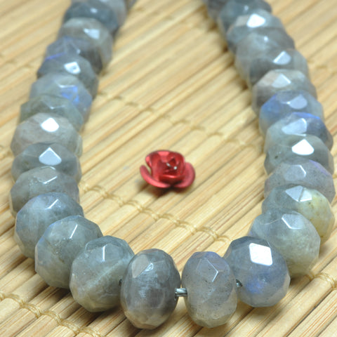 YesBeads Natural Labradorite faceted rondelle loose beads wholesale gemstone jewelry making 15"