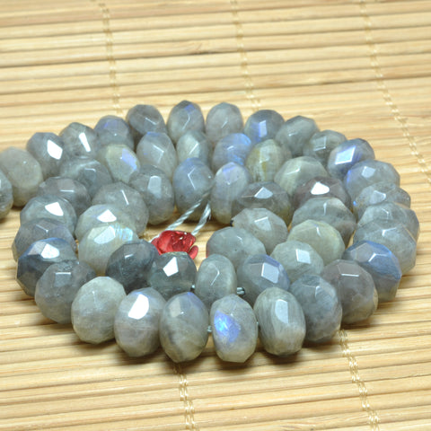 YesBeads Natural Labradorite faceted rondelle loose beads wholesale gemstone jewelry making 15"